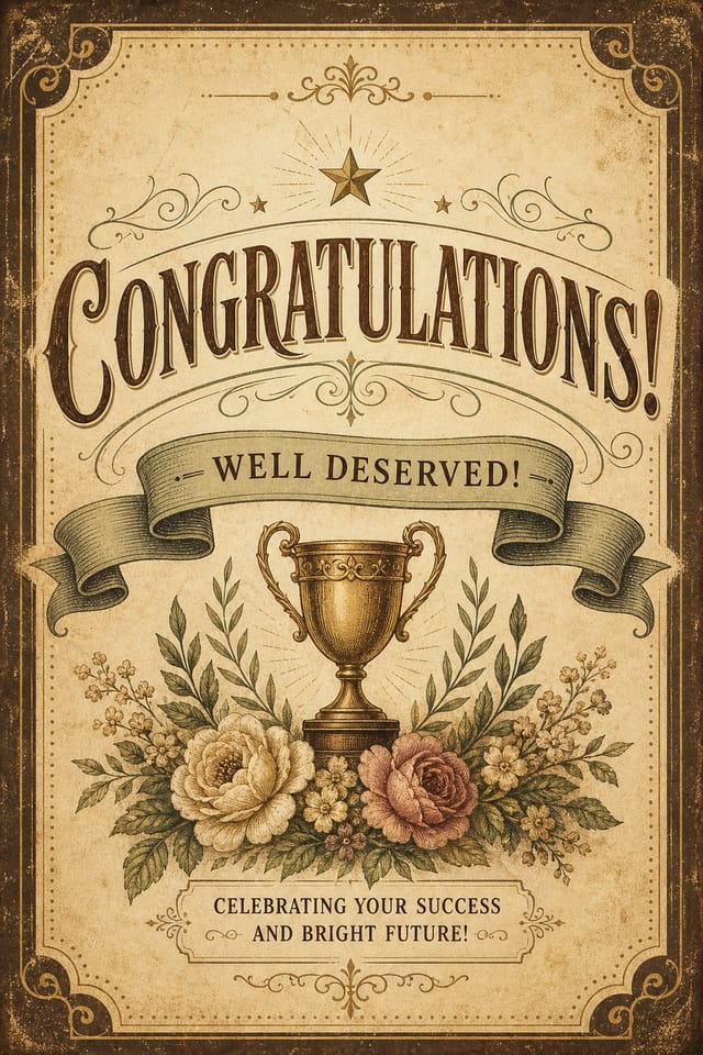 Congratulations Card — vintage style card design