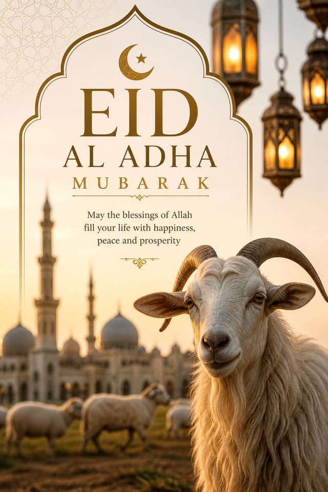 Eid Al Adha Card — photo-realistic style card design