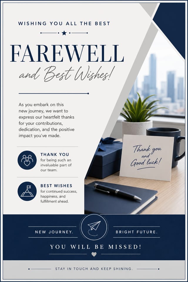 Farewell Card — corporate style card design