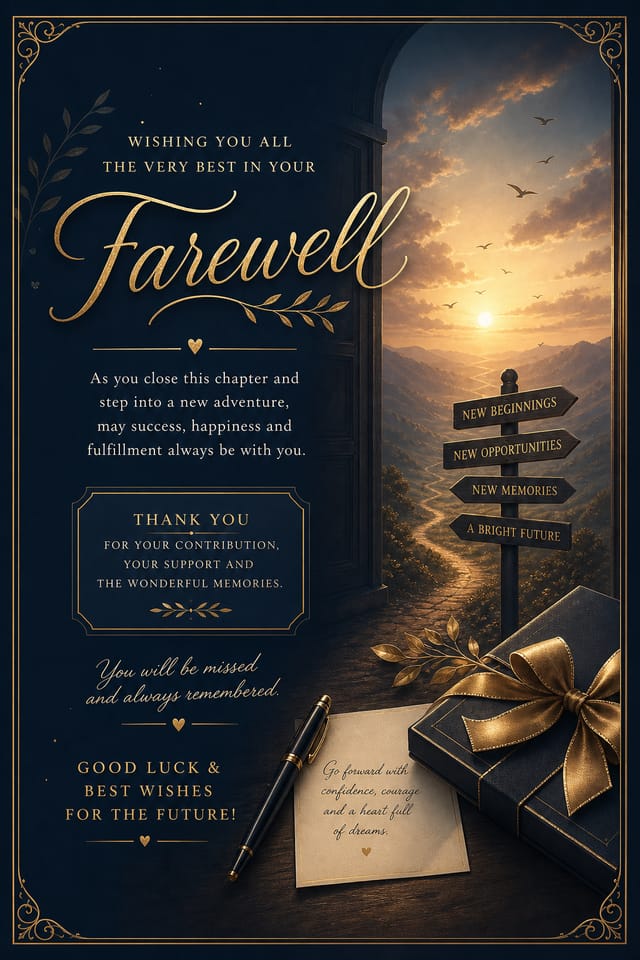 Farewell Card — elegant style card design
