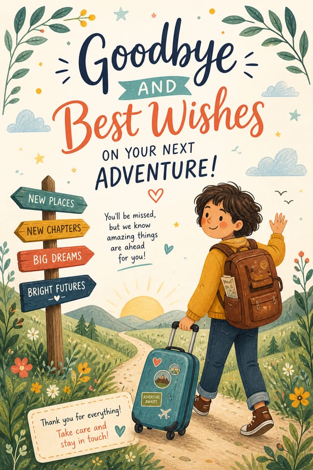 Farewell Card — illustration style card design