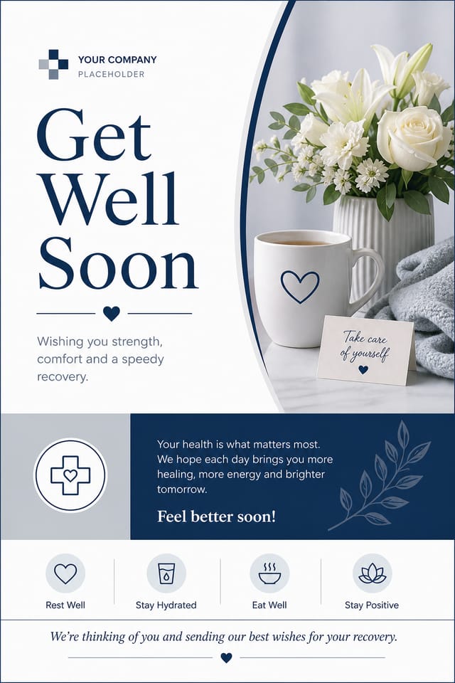 Get Well Soon Card — corporate style card design
