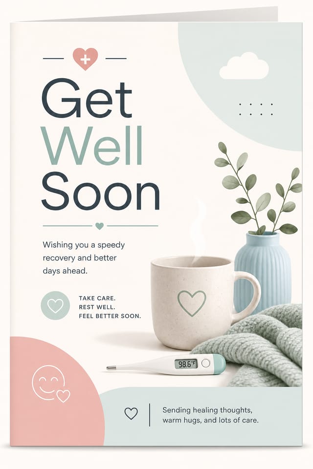 Get Well Soon Card — modern style card design