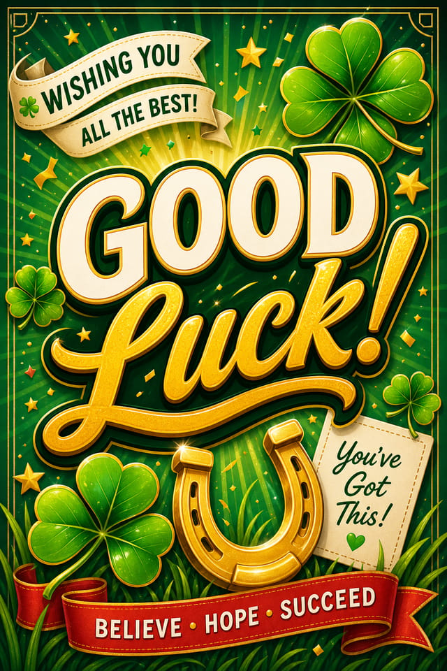 Good Luck Card — vibrant style card design