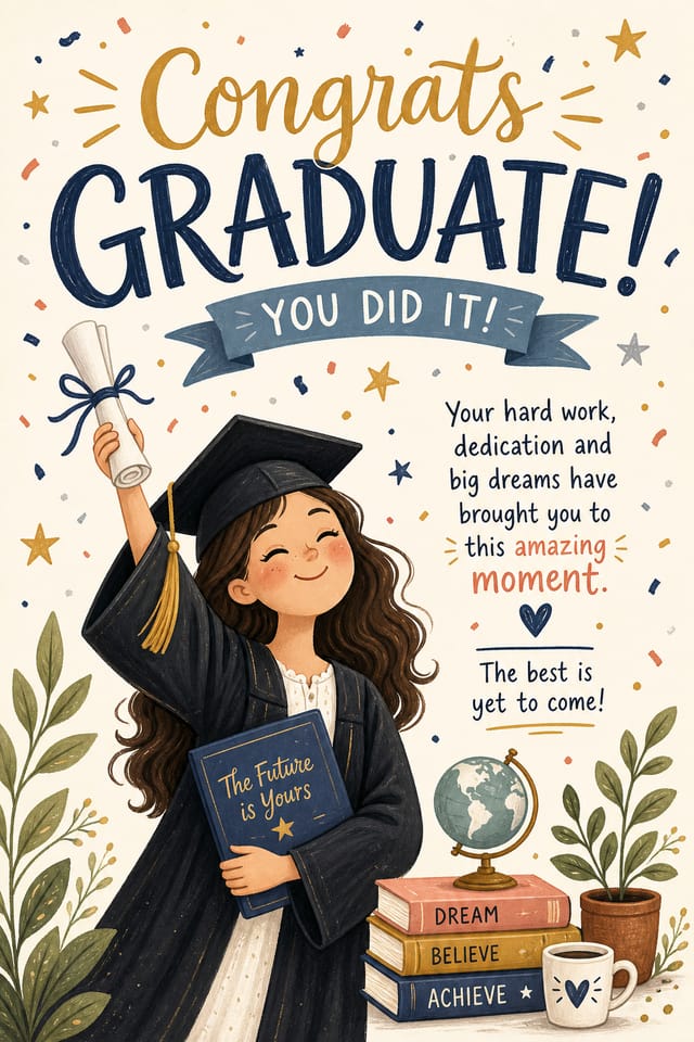 Graduate Card — illustration style card design