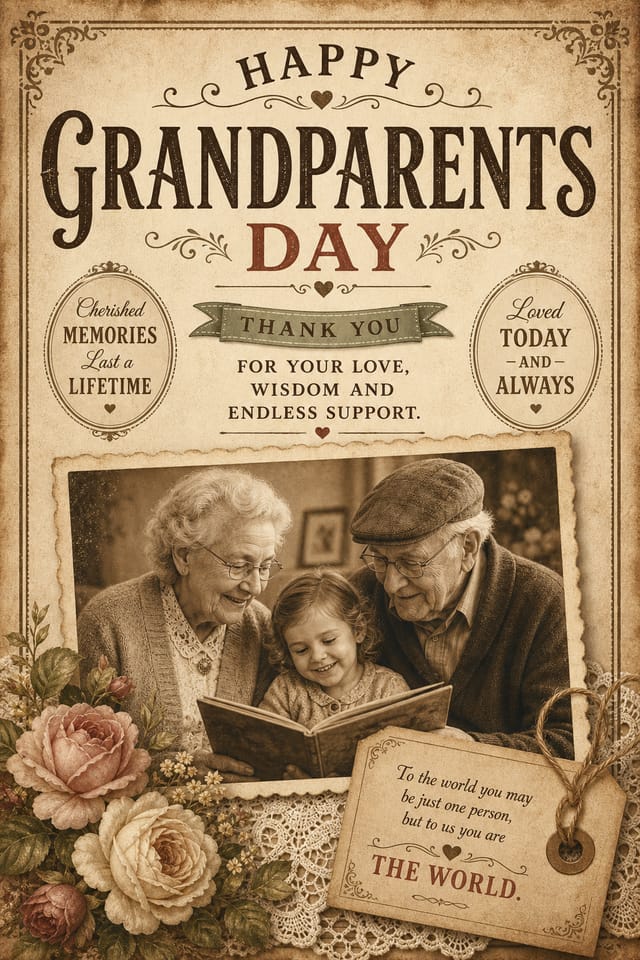 Grandparents Day Card — vintage style card design