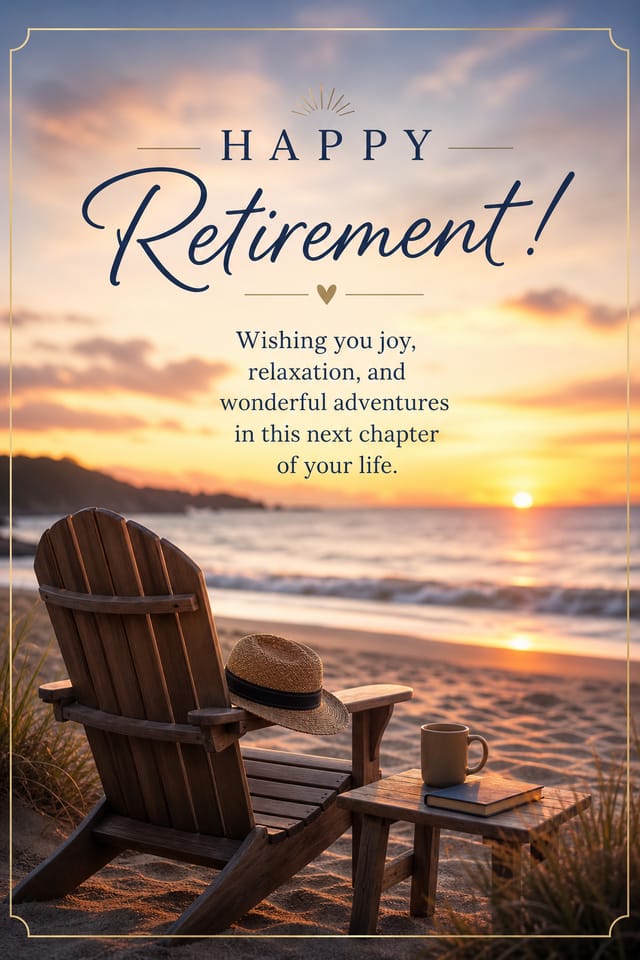 Happy Retirement Card — photo-realistic style card design