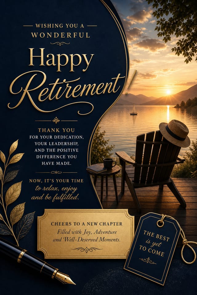 Happy Retirement Card — elegant style card design