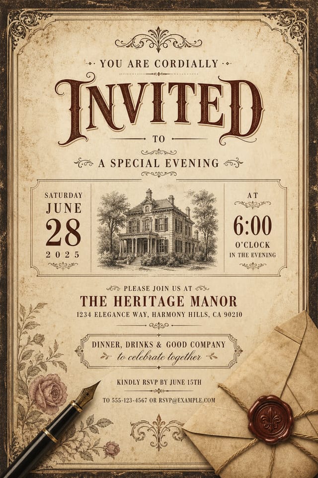 Invitation Card — vintage style card design