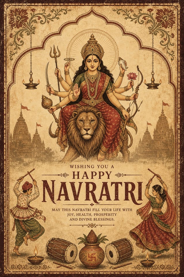 Navratri Card — vintage style card design