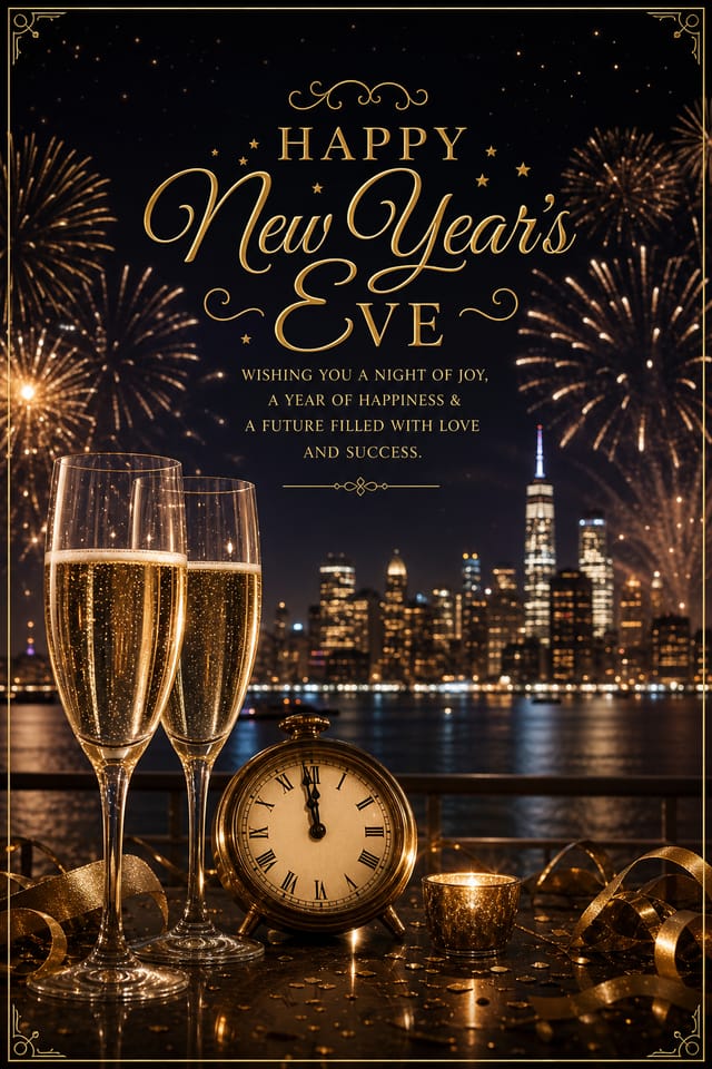 New Year’s Eve Card — photo-realistic style card design