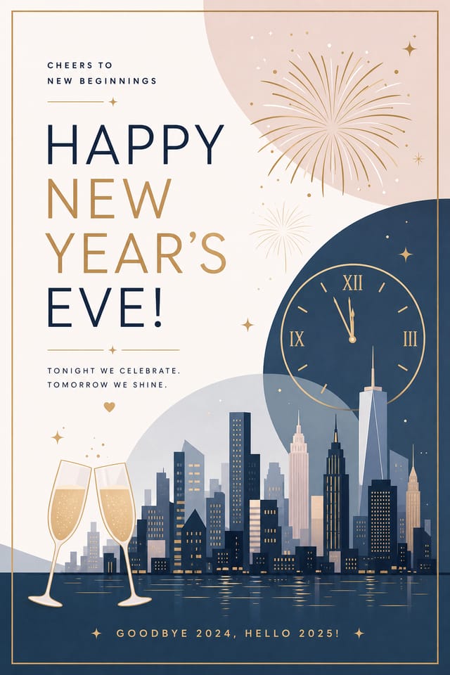 New Year’s Eve Card — modern style card design