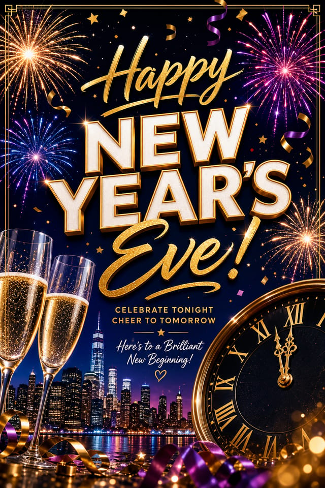 New Year’s Eve Card — vibrant style card design