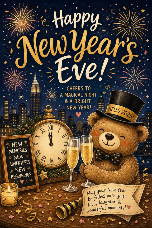 New Year’s Eve Card — illustration style card design