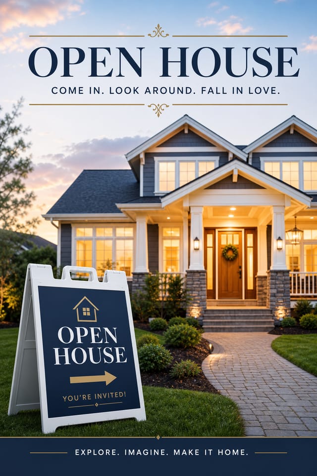 Open House Card — photo-realistic style card design
