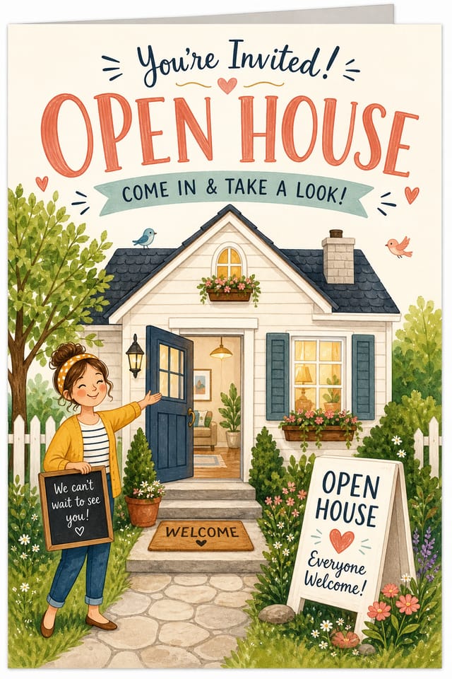 Open House Card — illustration style card design