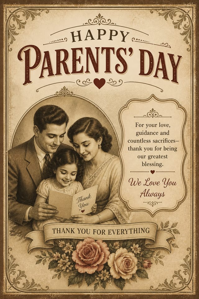 Parents' Day Card — vintage style card design