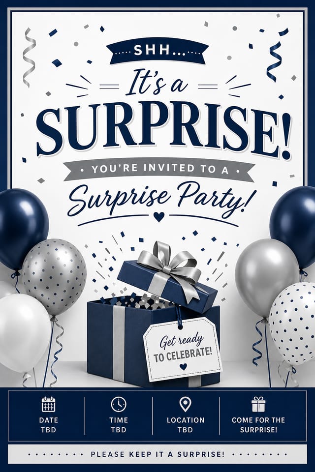Surprise Party Card — corporate style card design