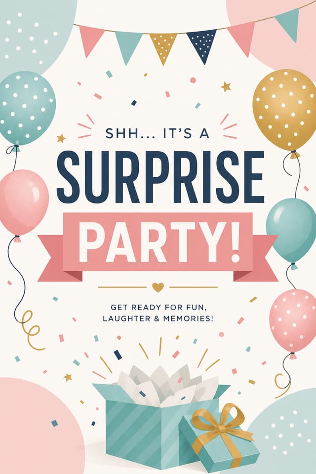 Surprise Party Card — modern style card design