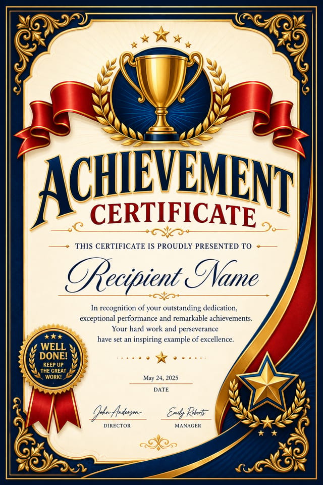 Achievement Certificate — vibrant style certificate