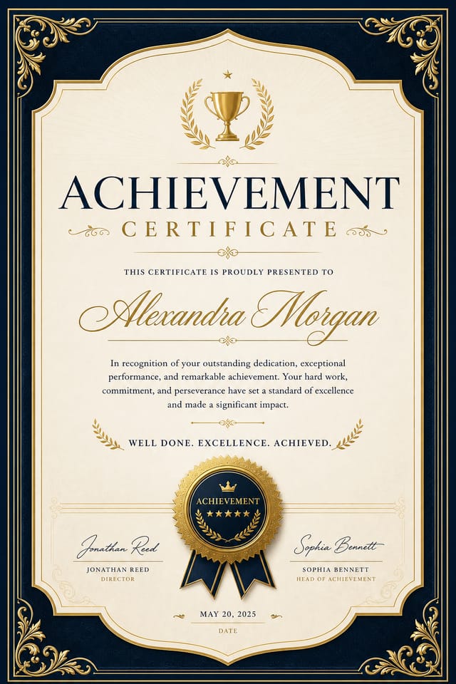 Achievement Certificate — elegant style certificate