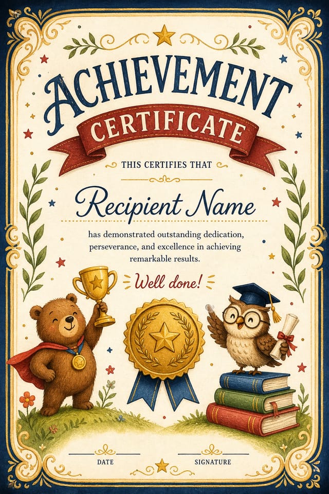 Achievement Certificate — illustration style certificate