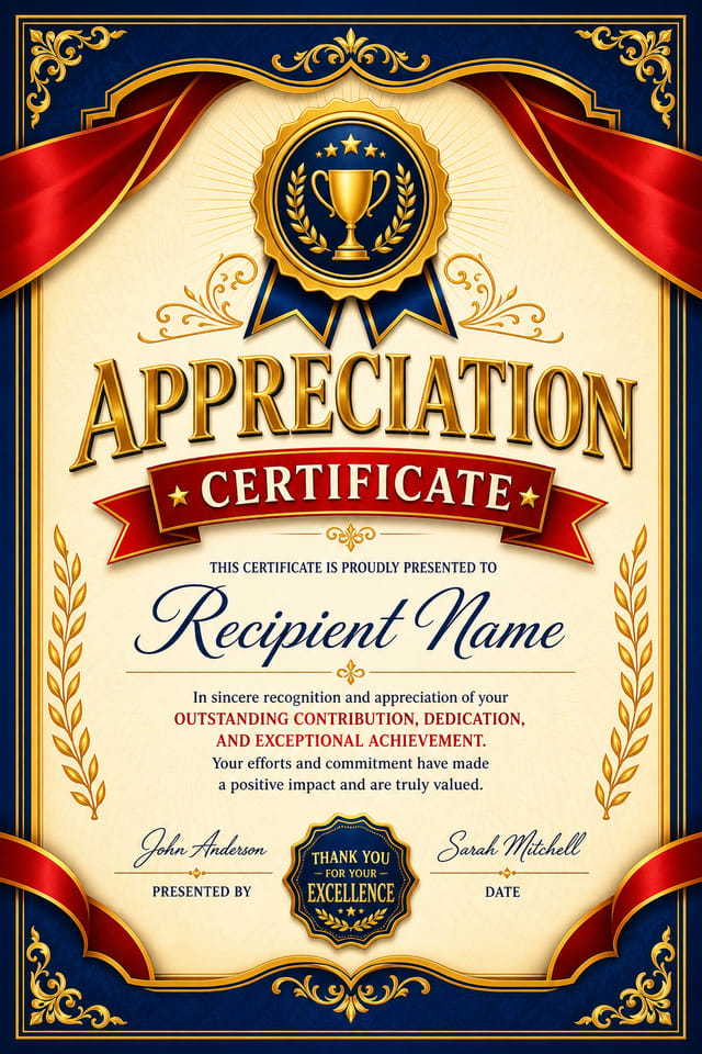 Appreciation Certificate — vibrant style certificate