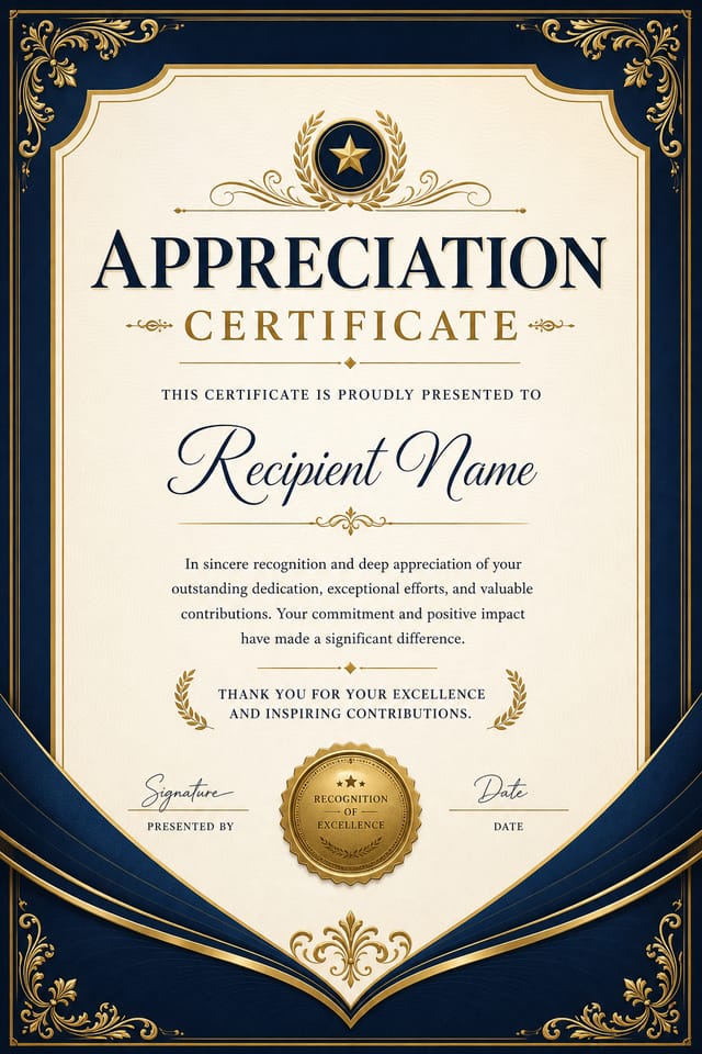 Appreciation Certificate — elegant style certificate