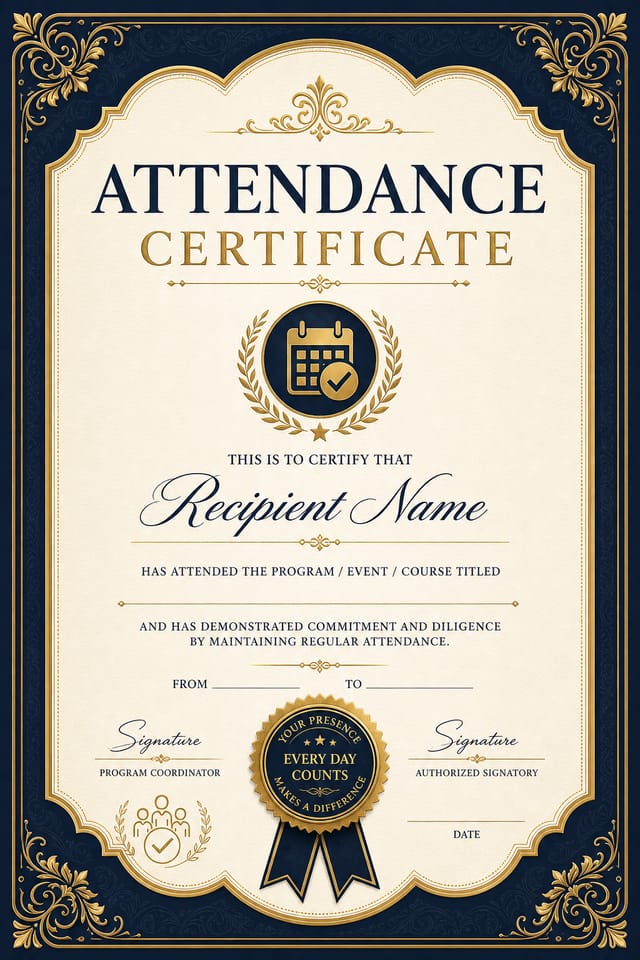 Attendance Certificate — elegant style certificate