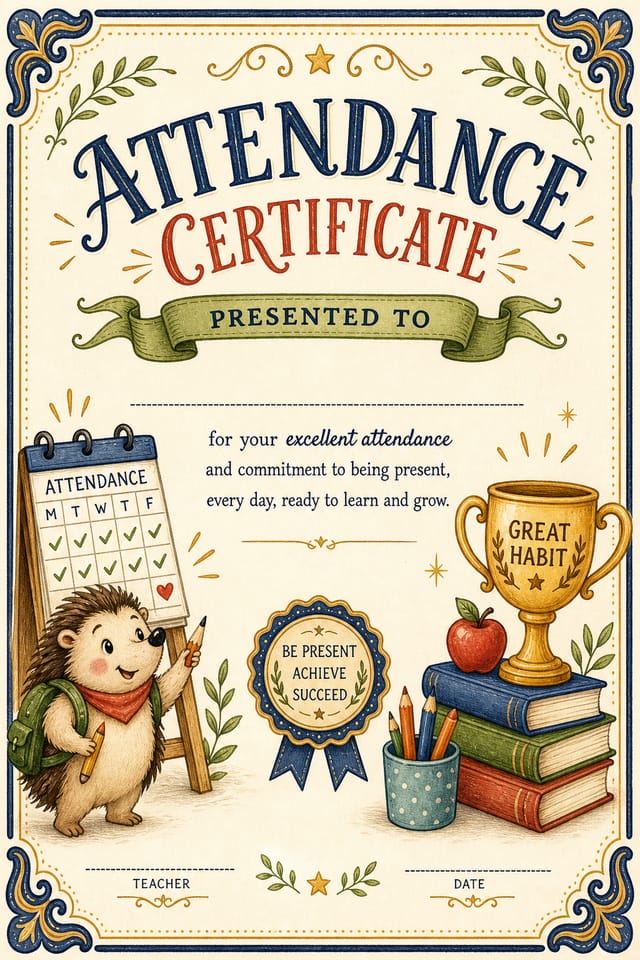 Attendance Certificate — illustration style certificate