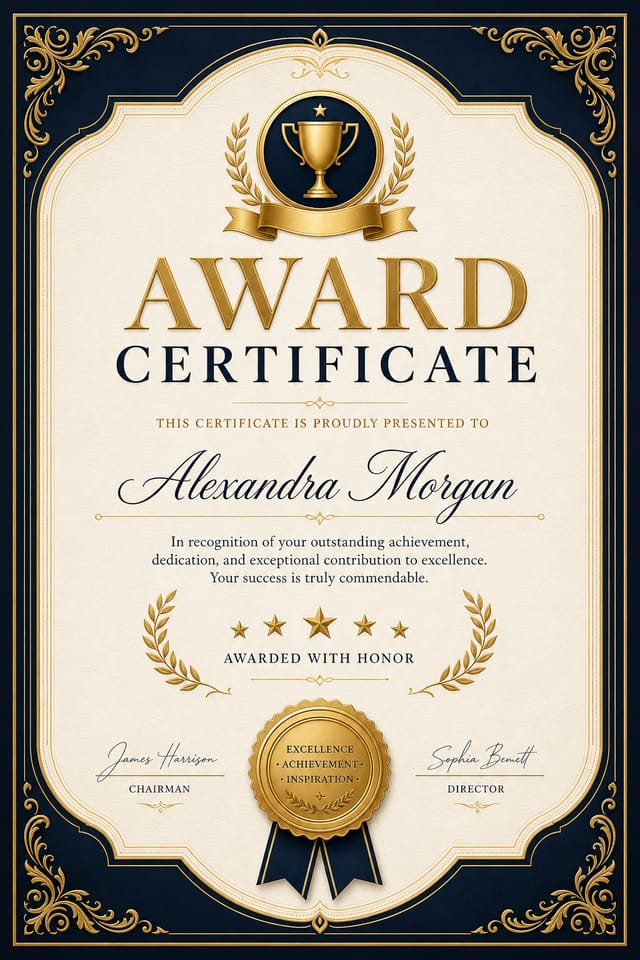 Award Certificate — elegant style certificate