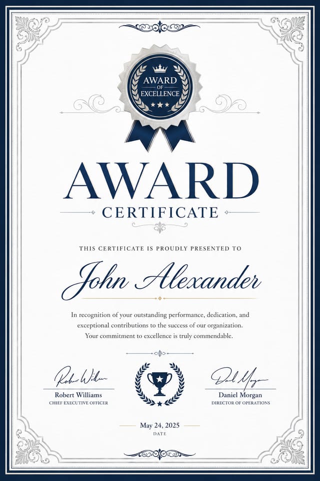 Award Certificate — corporate style certificate