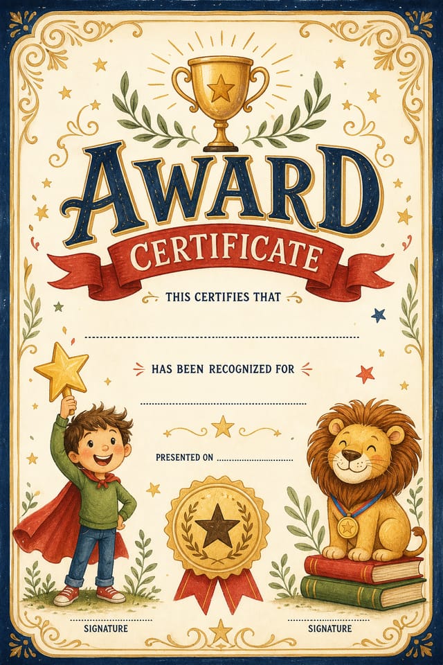 Award Certificate — illustration style certificate