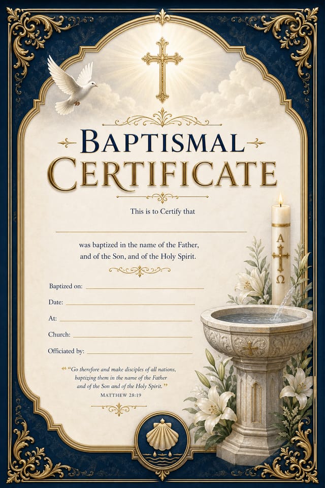 Baptismal Certificate — elegant style certificate