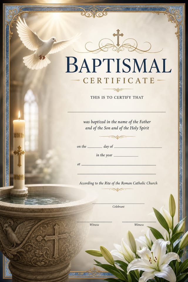 Baptismal Certificate — photo-realistic style certificate