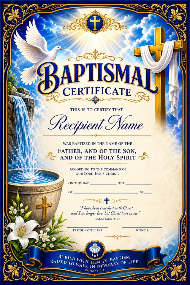 Baptismal Certificate — vibrant style certificate