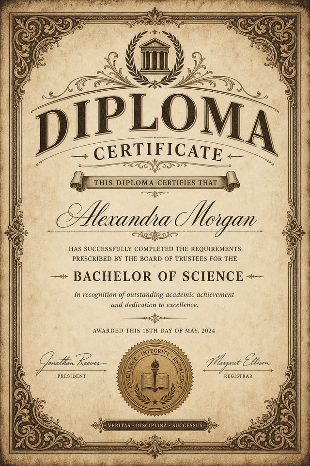 Diplom-Urkunde — vintage style certificate