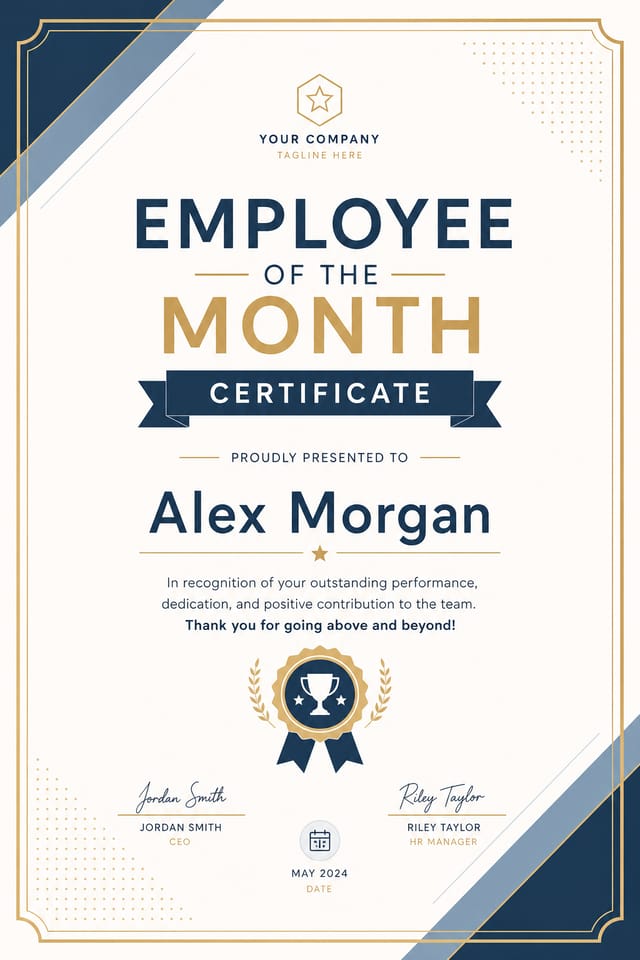 Employee of the Month Certificate — modern style certificate