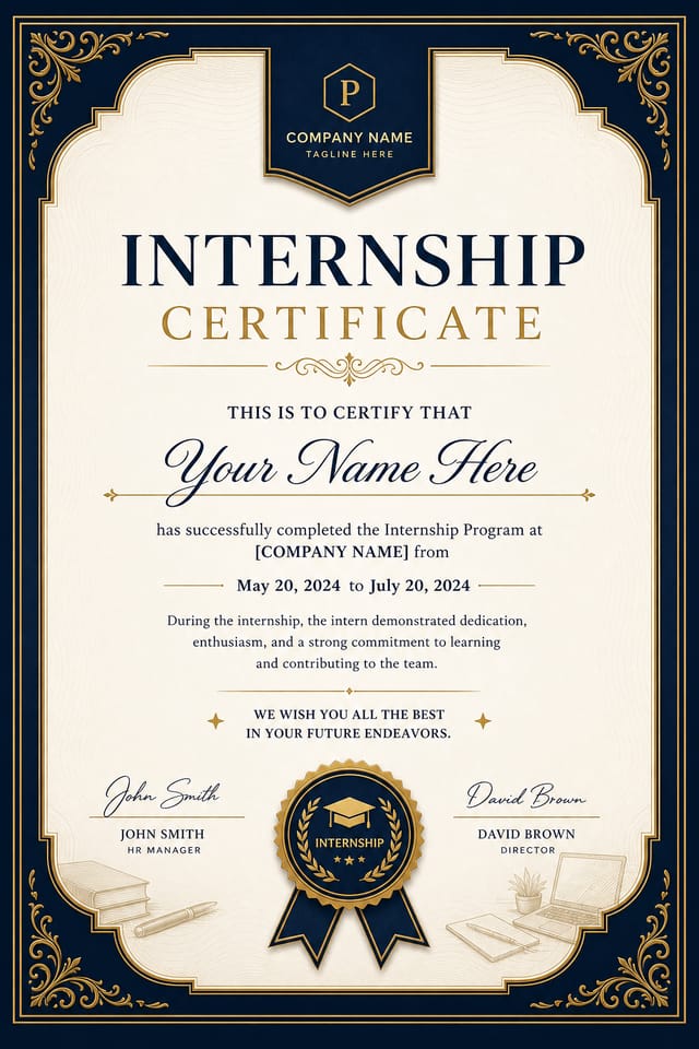 Internship Certificate — elegant style certificate