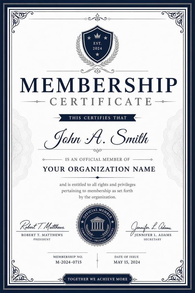 Membership Certificate — corporate style certificate