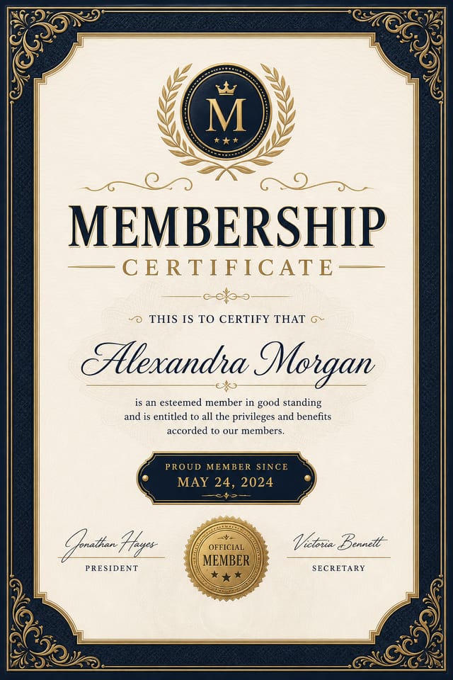 Membership Certificate — elegant style certificate