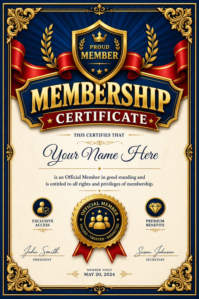 Membership Certificate — vibrant style certificate