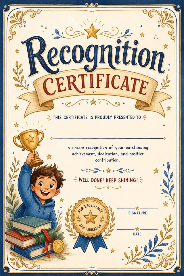 Recognition Certificate — illustration style certificate