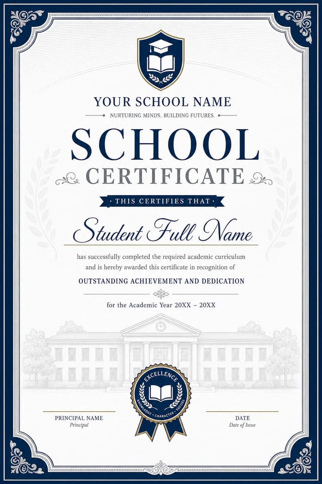 School Certificate — corporate style certificate