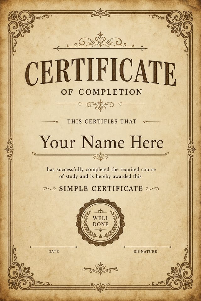 Simple Certificate — vintage style certificate