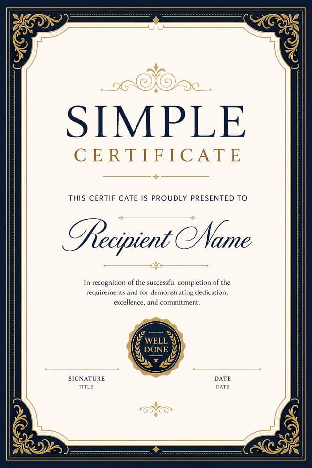 Simple Certificate — elegant style certificate