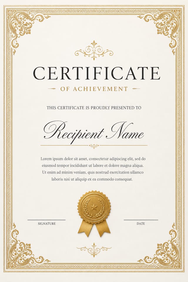 Simple Certificate — photo-realistic style certificate