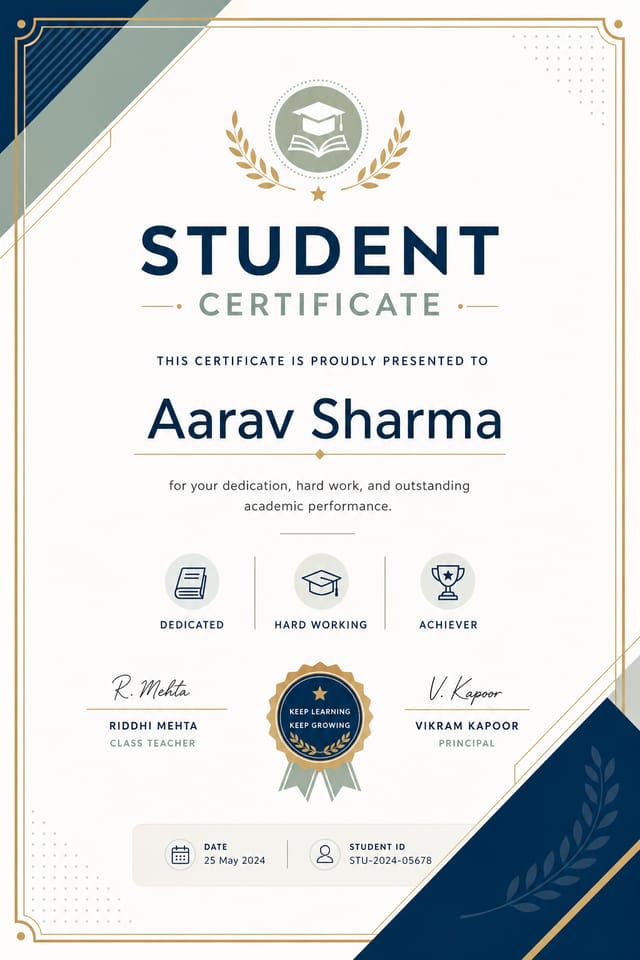 Student Certificate — modern style certificate