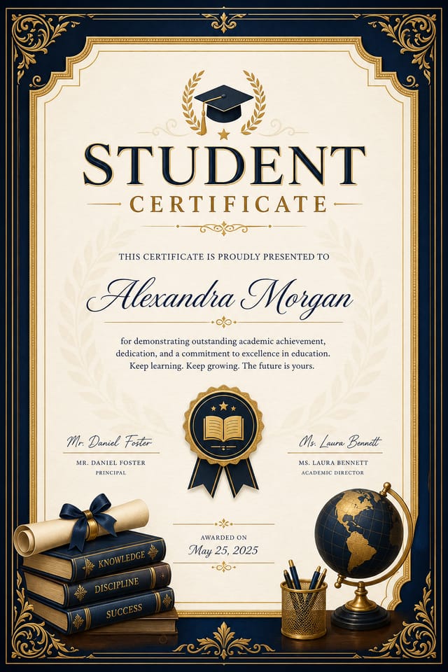 Student Certificate — elegant style certificate