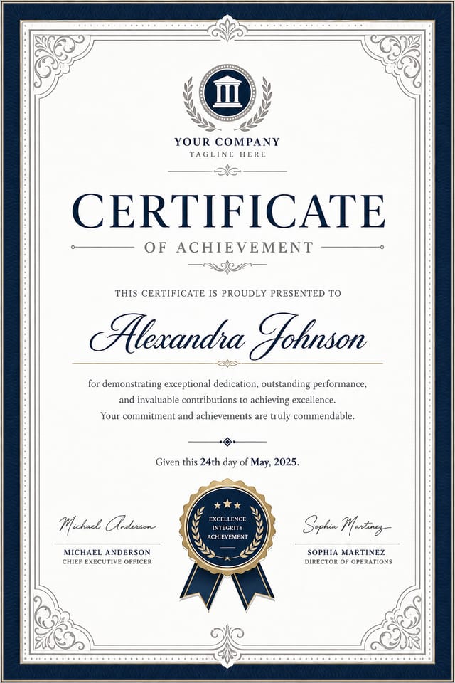 Certificate — corporate style certificate